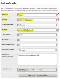 Formular im FE zum Ausfüllen