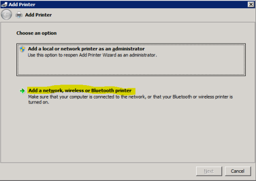 Add a network, wireless or Bluetooth Printer