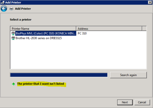 The printer that I want isn't listed