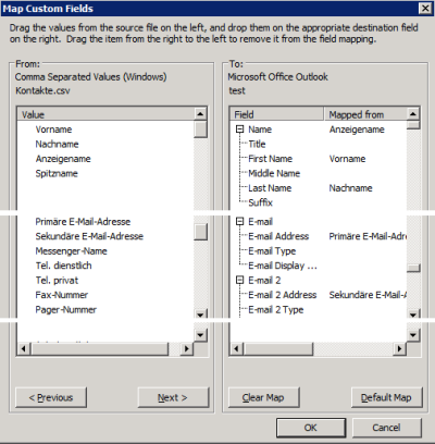 Map Contact Fields